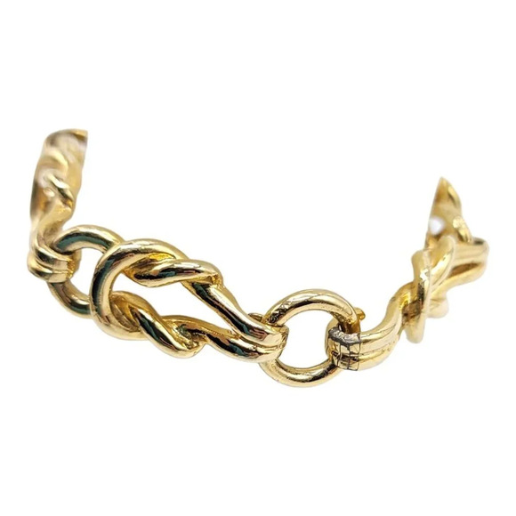 Lovers Knot Gold Tone 1980s Vintage Chain Link Bracelet 7" - Picture 4 of 6